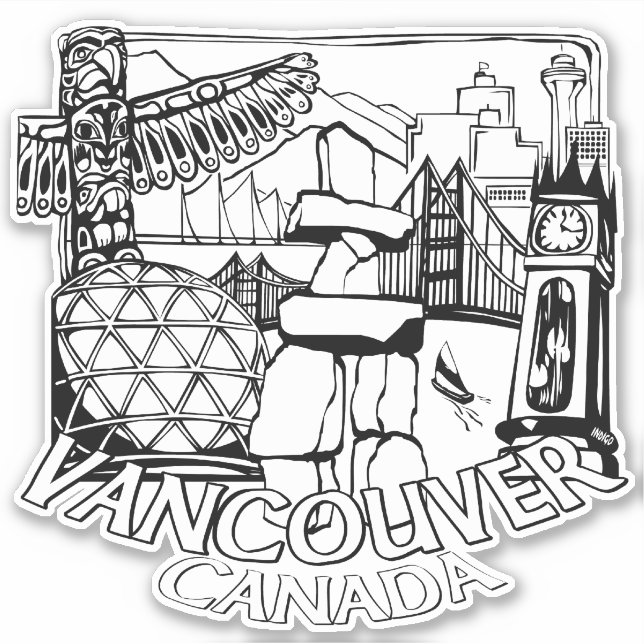 Vancouver Sticker Tribal Vancouver Landmark Decals (Front)