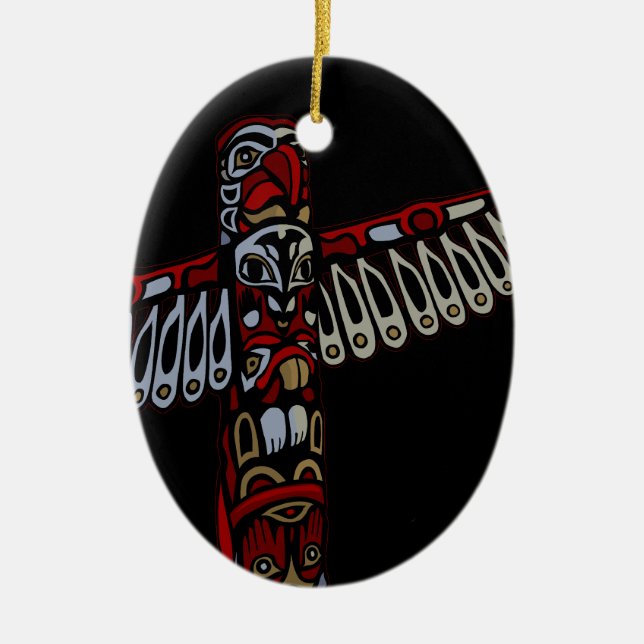 Vancouver Totem Pole Souvenir Native Art Ornament (Front)