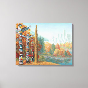 Vancouver Totem Poles Art Print Canvas