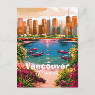 Vancouver Travel Postcard, British Columbia Art Postcard