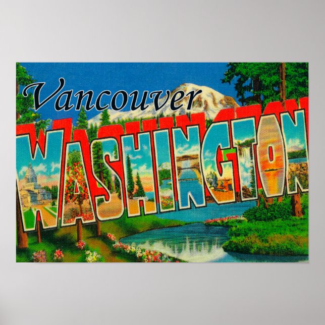 Vancouver, Washington - Large Letter Scenes Poster (Front)