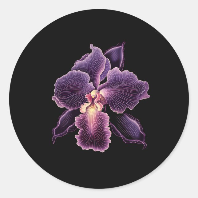 Vanda Purple Orchid Flower Plant Florist Gardener  Classic Round Sticker (Front)