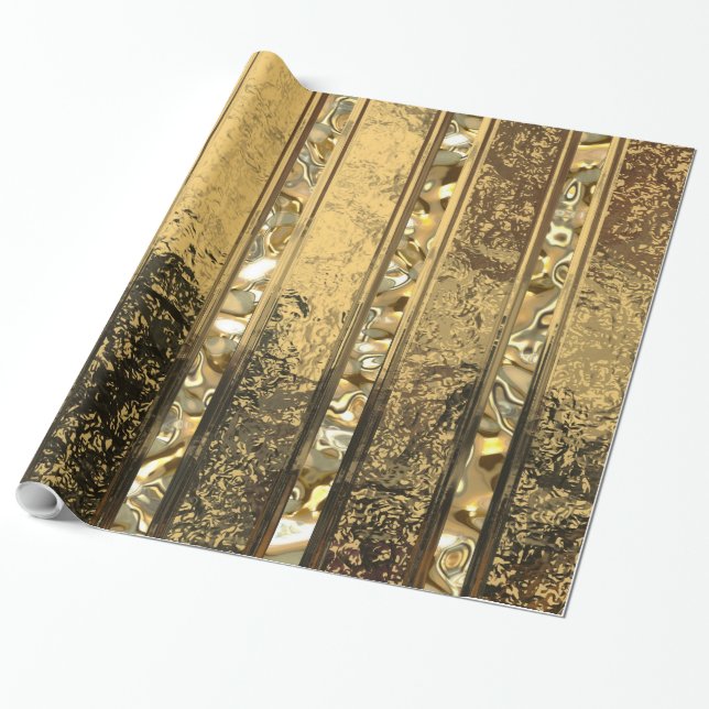 Vanderush Elegant Gold Striped IV Wrapping Paper (Unrolled)