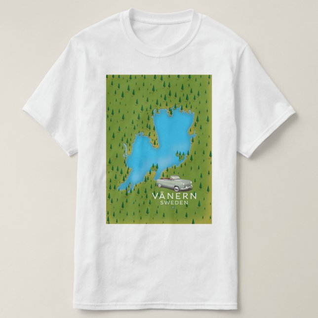 Vänern Sweden lake map T-Shirt (Design Front)