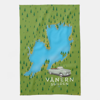 Vänern Sweden lake map Tea Towel