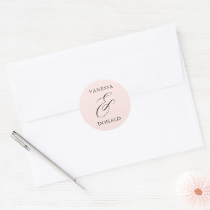 Vanessa Blush Pink Modern Wedding Classic Round Sticker
