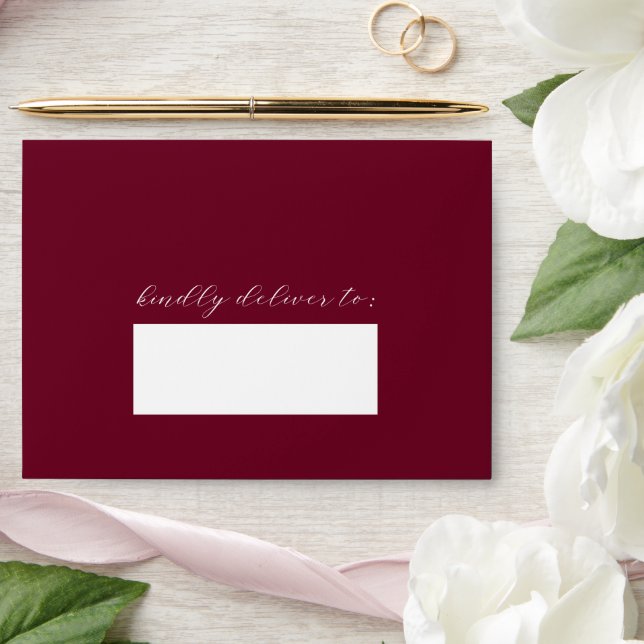 Vanessa Burgundy Modern Wedding Envelope (Wedding)