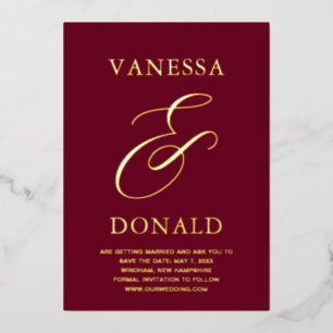 Vanessa Burgundy Modern Wedding Save the Date