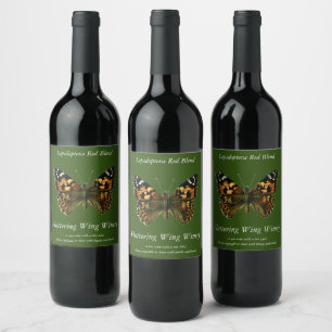 Vanessa cardui - The Painted Lady Butterfly Wine L Label