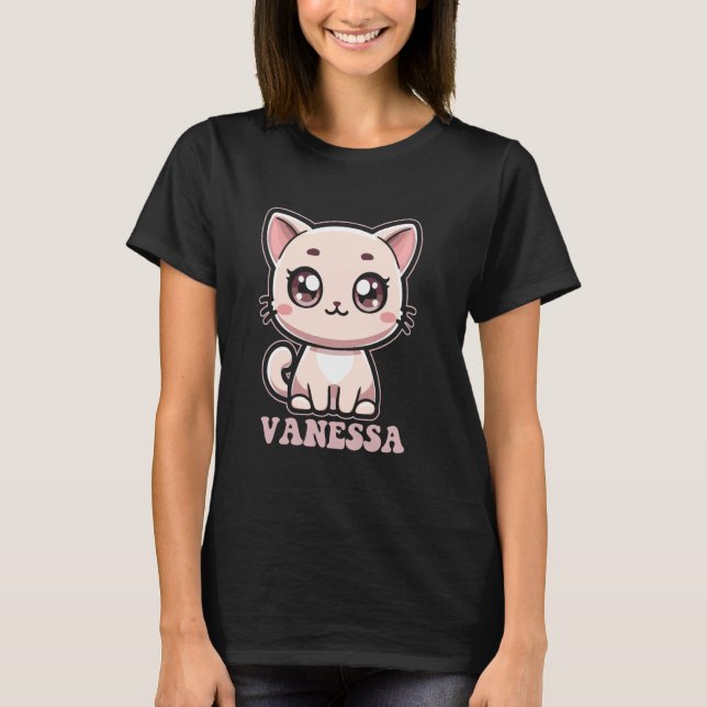 Vanessa Cute Kitty Cat Design for Girls Name Vanes T-Shirt (Front)