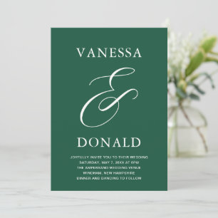 Vanessa Emerald Green Modern Wedding Invitation