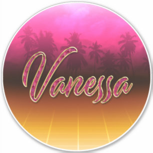Vanessa First name name golden pink sticker sticke