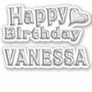 Vanessa Happy Birthday silver Sticker