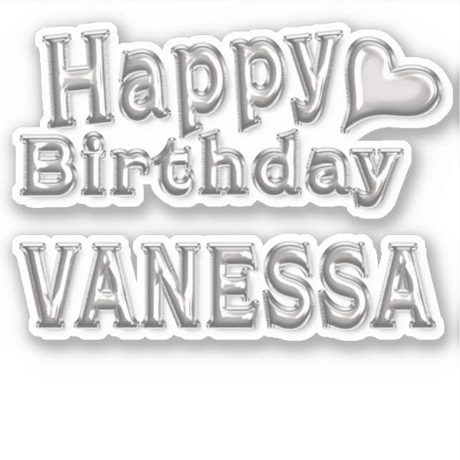 Vanessa Happy Birthday silver Sticker (Front)