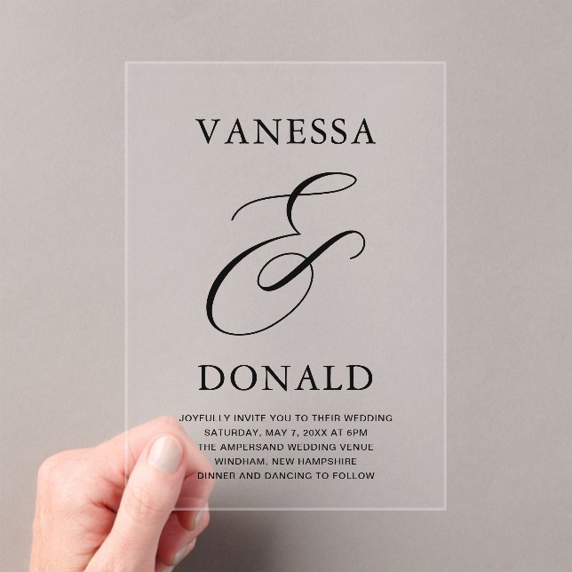 Vanessa Modern Wedding Acrylic Invitations (Insitu (Handheld))