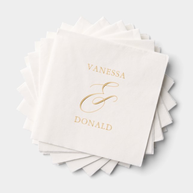 Vanessa Modern Wedding Foil Napkins (Insitu (Stacked))