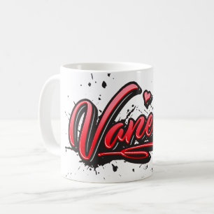 Vanessa red Heart Graffiti Coffee Mug