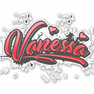 Vanessa red Heart Graffiti Sticker