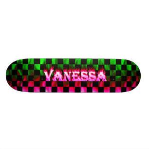 Vanessa skateboard pink fire and flames