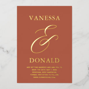 Vanessa Terracotta Modern Wedding Save the Date