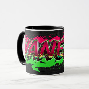 Vanessa Vorname Name Graffiti red green Tasse Mug