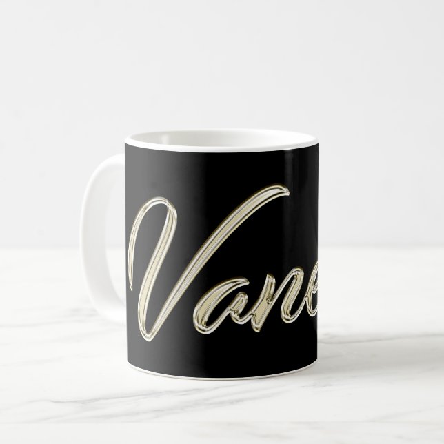 Vanessa white Handwriting Tasse Coffee Coffee Mug (Front Left)
