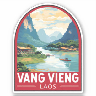 Vang Vieng Laos Travel Art Vintage