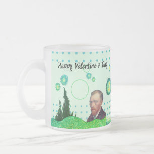 VANGOGH OILPAINTING ARTWORK GREEN FROSTED GLASS COFFEE MUG