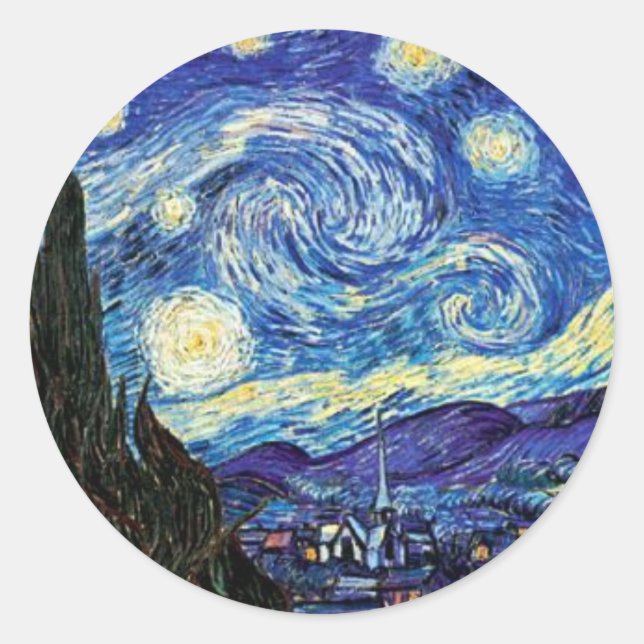 VanGogh, Starry Night Classic Round Sticker (Front)