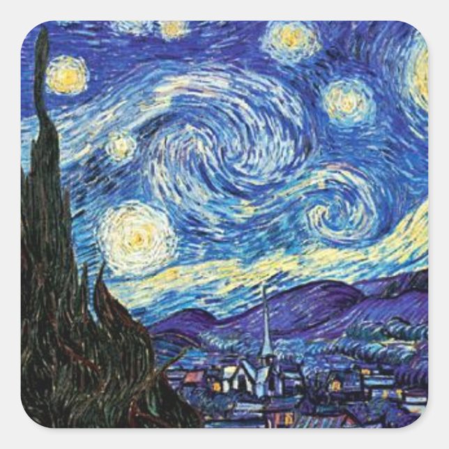 VanGogh, Starry Night, famous painting Square Sticker (Front)