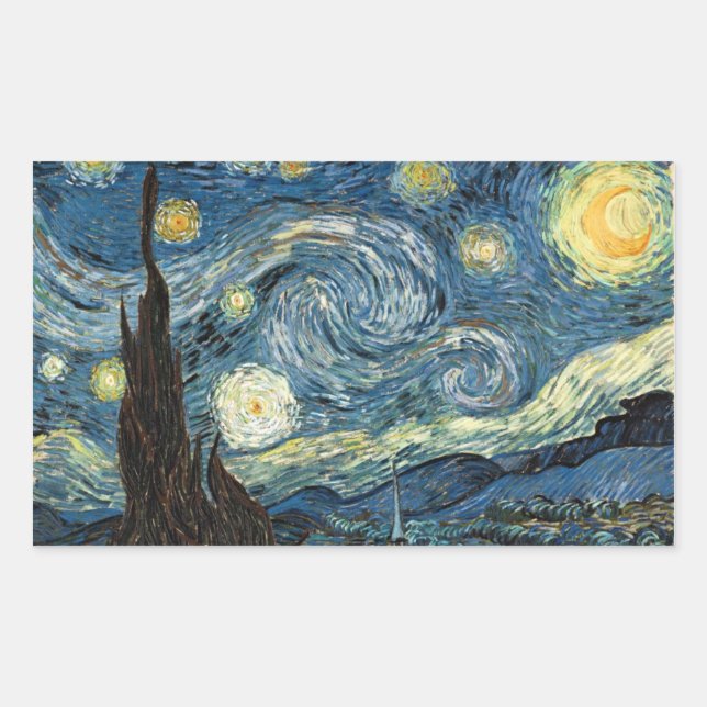 Vangogh Starry Night Rectangular Stickers (Front)
