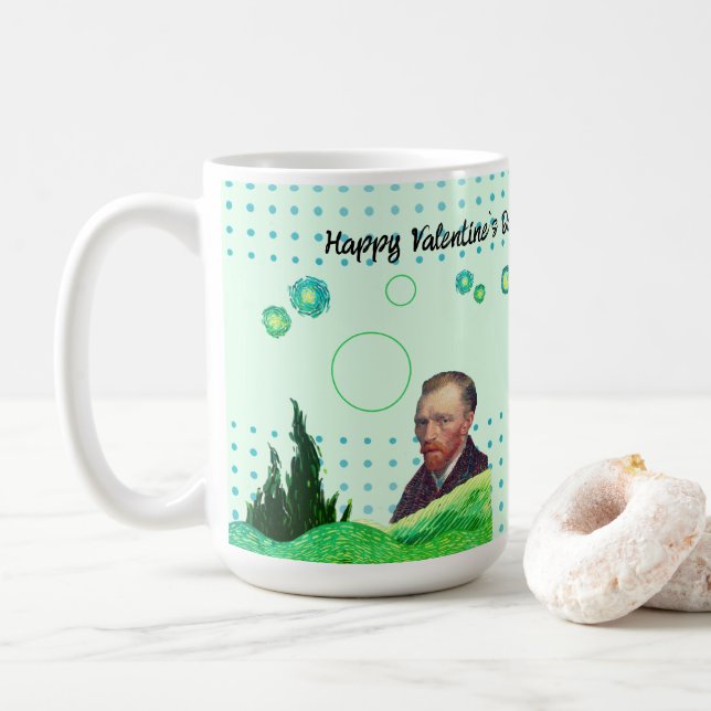 VANGOGH valentine TEXT love editable Coffee Mug (With Donut)