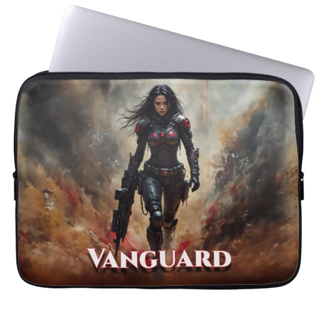Vanguard – Futuristic Female Warrior Laptop Sleeve (Front)
