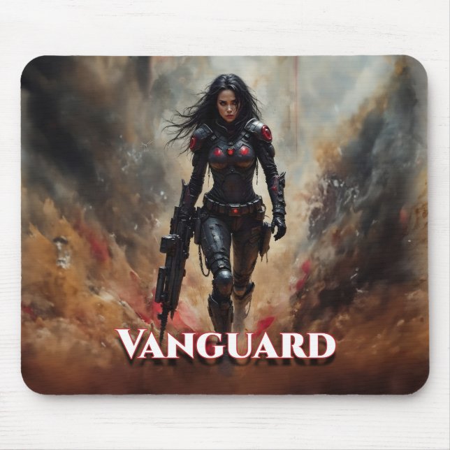 Vanguard – Futuristic Female Warrior Mouse Mat (Front)