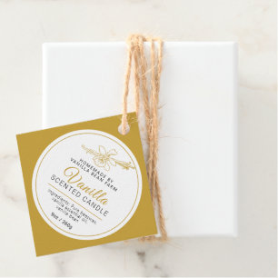 Vanilla bean botanic art candle ingredient barcode favour tags