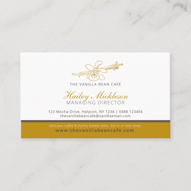 Vanilla bean cafe cake company custom business card (Front)