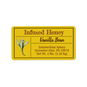 Vanilla Bean Infused Honey Product Label