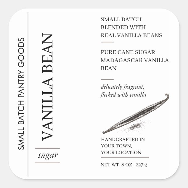 Vanilla Bean Sugar Label Template (Front)