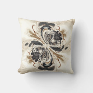 Vanilla Bean Swirl Milkshake beige black spirals Cushion
