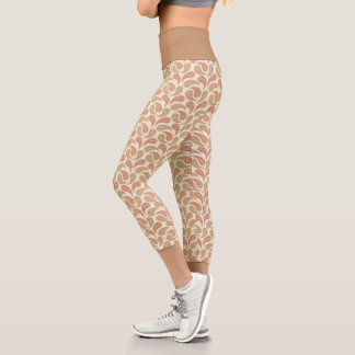 Vanilla-Brown Paisley Pattern High Waisted Capris