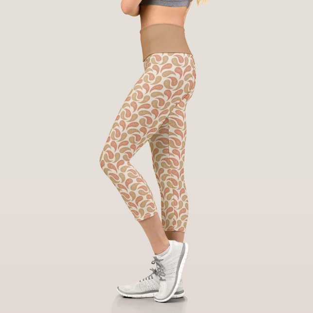 Vanilla-Brown Paisley Pattern High Waisted Capris (Left)