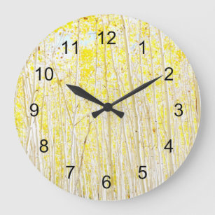 Vanilla Cake Aspen Trees Large Clock