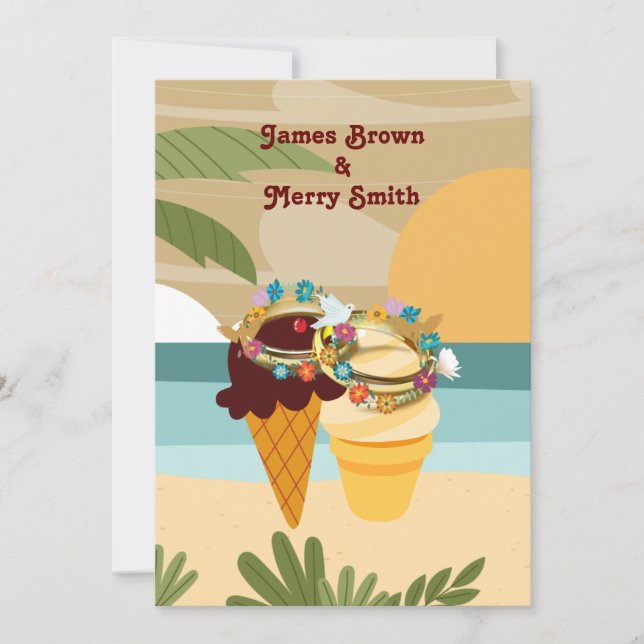 Vanilla Chocolate Ice Creams Beach Wedding Invitation (Front)