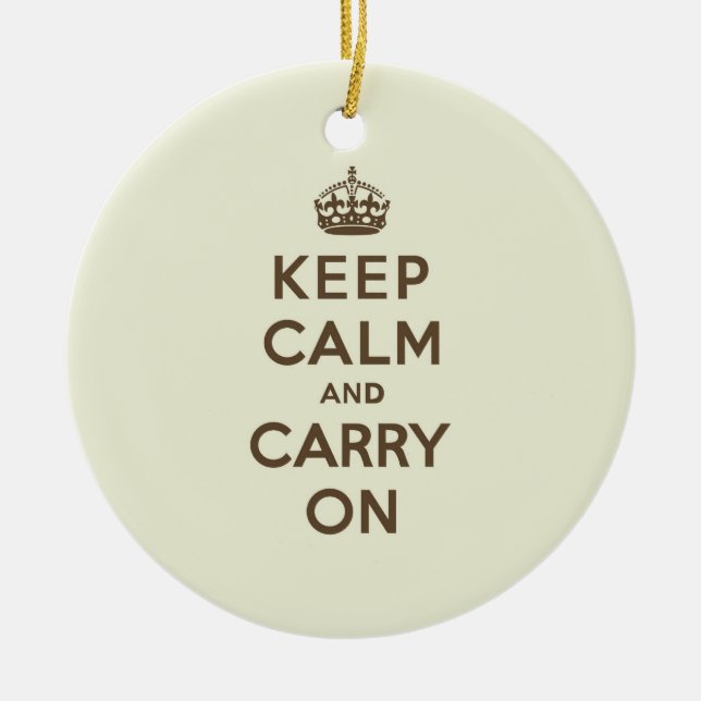 Vanilla Chocolate Keep Calm and Carry On Ceramic Tree Decoration (Front)