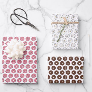Vanilla Chocolate Strawberry Doughnut Doughnut Pri Wrapping Paper Sheet