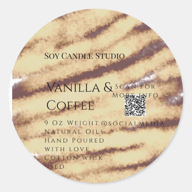 Vanilla coffee soy candle add QR businesInvitation Classic Round Sticker (Front)