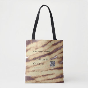 Vanilla coffee soy candle add QR businesInvitation Tote Bag
