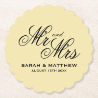 Vanilla colour personalised wedding coasters
