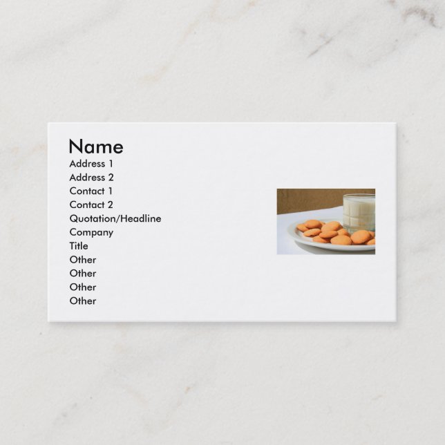 Vanilla Cookies and a Glass of Milk Business Card (Front)
