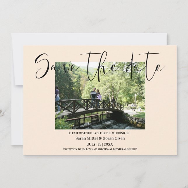 Vanilla Couple Photo Wedding Save the date  (Front)